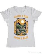 Tricou ADLER dama Catch a fish Alb