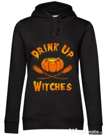 Hoodie dama cu gluga Drink up witches Negru