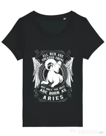 Tricou STANLEY STELLA dama The best men are born as Aries Negru