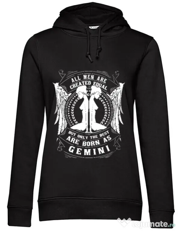 Hoodie dama cu gluga The best men are born as Gemini Negru
