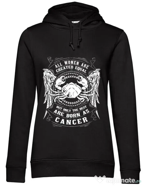 Hoodie dama cu gluga The best women are born as Cancer Negru