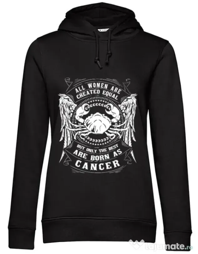Hoodie dama cu gluga The best women are born as Cancer Negru