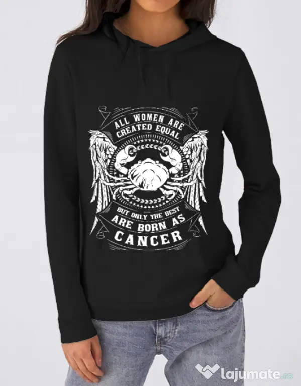 Hoodie dama cu gluga The best women are born as Cancer Negru