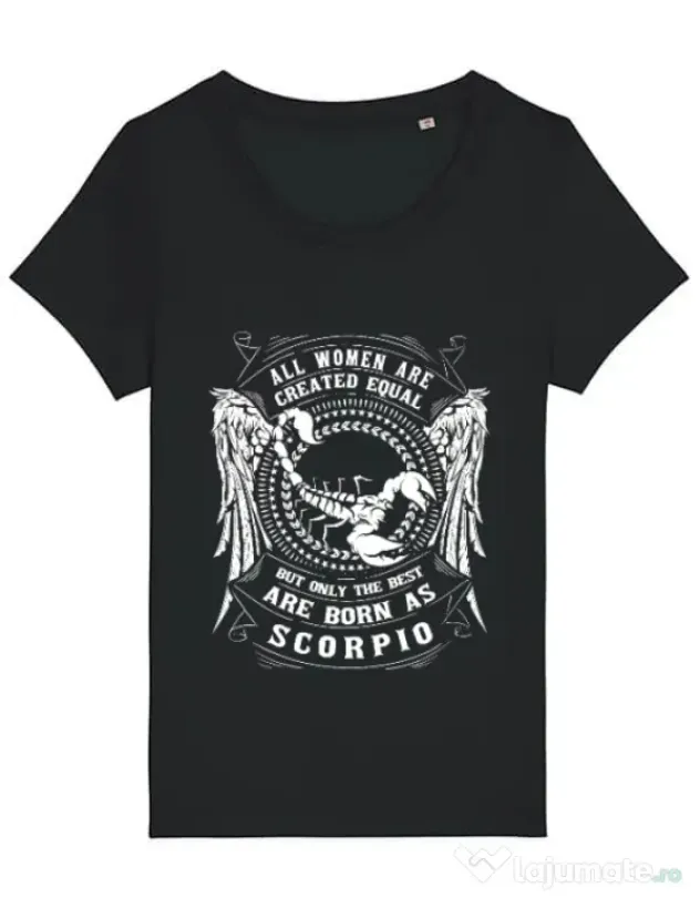 Tricou STANLEY STELLA dama The best women are born as Scorpio Negru