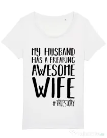 Tricou STANLEY STELLA dama Awesome wife Alb