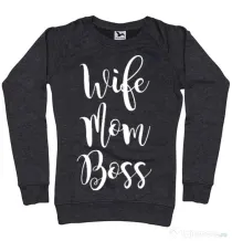 Bluza ADLER dama Wife mom boss Negru melanj