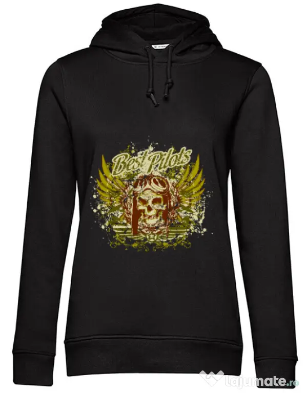 Hoodie dama cu gluga Best pilots Negru