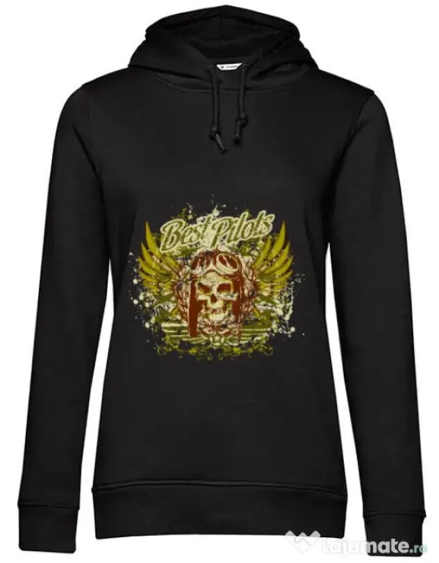 Hoodie dama cu gluga Best pilots Negru