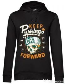 Hoodie dama cu gluga Keep pushing Negru