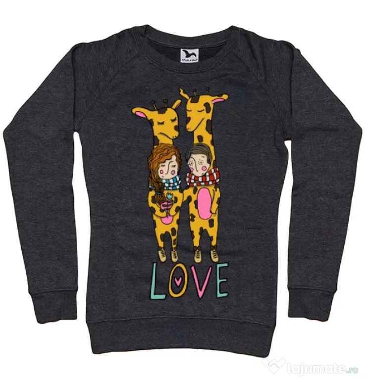 Bluza ADLER dama Giraffes love Negru melanj
