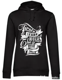 Hoodie dama cu gluga Learn the rules Negru
