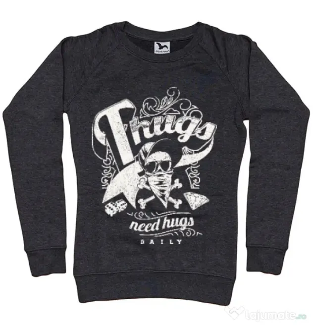 Bluza ADLER dama Thugs need hugs Negru melanj