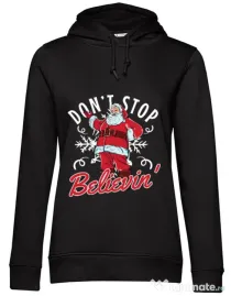 Hoodie dama cu gluga Dont stop believin Negru