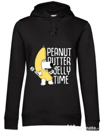 Hoodie dama cu gluga Peanut butter jelly time Negru