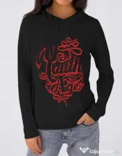 Hoodie dama cu gluga Youth has no age Negru