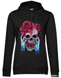 Hoodie dama cu gluga Hand skull Negru