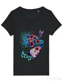 Tricou STANLEY STELLA dama Lady and flowers Negru