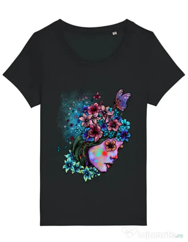 Tricou STANLEY STELLA dama Lady and flowers Negru
