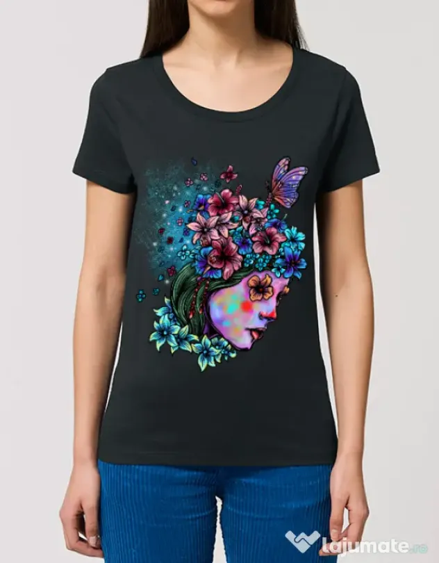 Tricou STANLEY STELLA dama Lady and flowers Negru