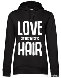 Hoodie dama cu gluga Love is in the hair Negru