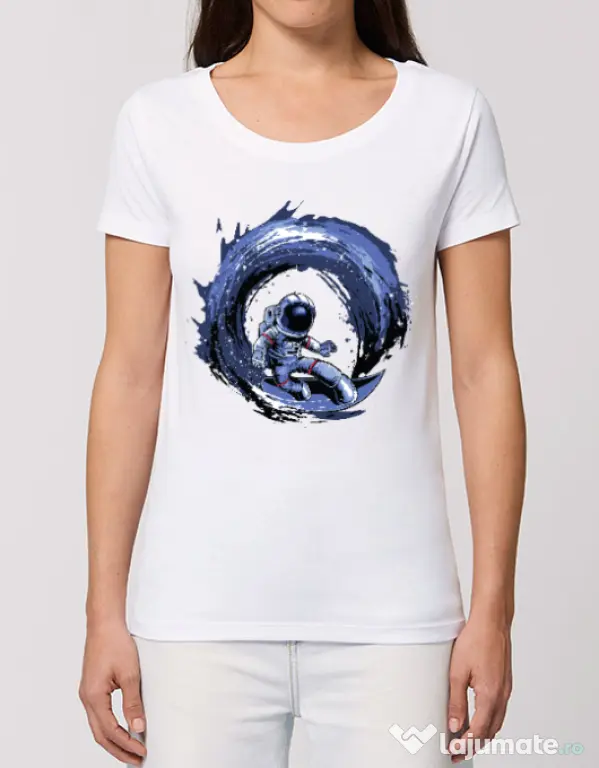 Tricou STANLEY STELLA dama Surfing in space Alb