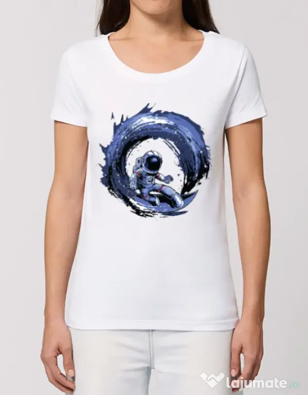 Tricou STANLEY STELLA dama Surfing in space Alb