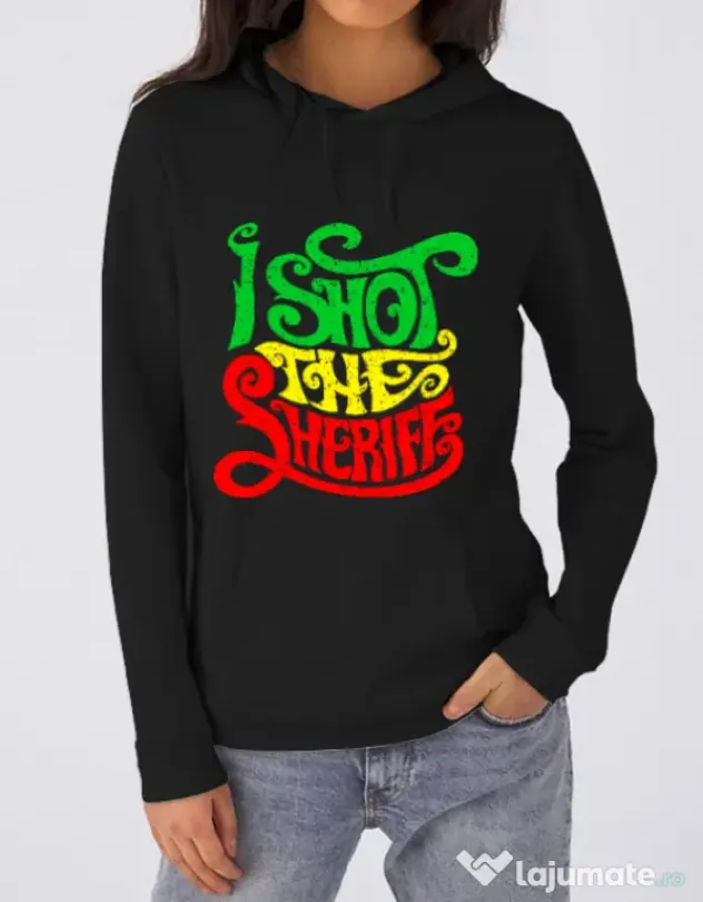 Hoodie dama cu gluga I shot the sheriff Negru