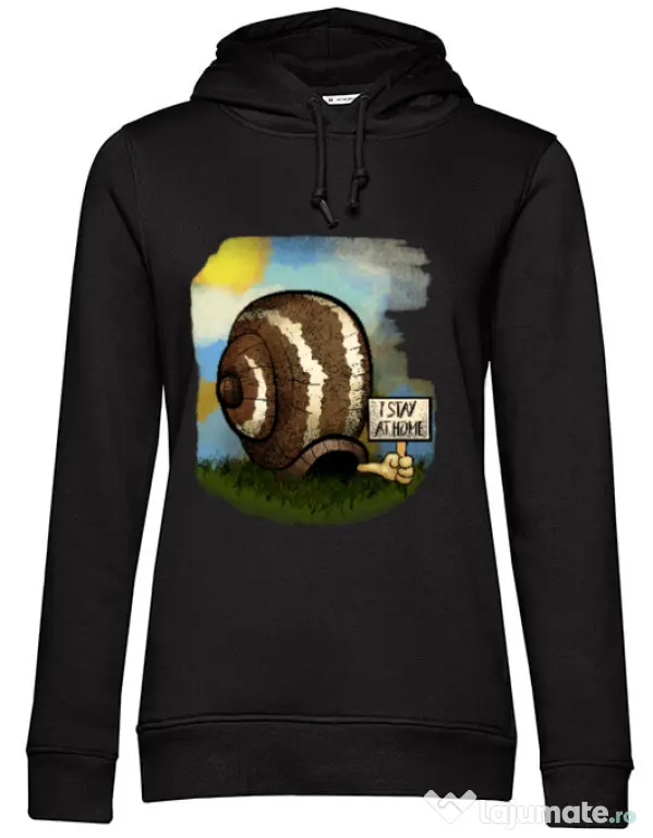 Hoodie dama cu gluga I stay home 2 Negru