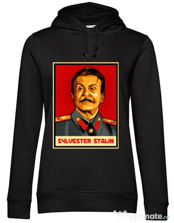 Hoodie dama cu gluga Sylvester Stalin Negru