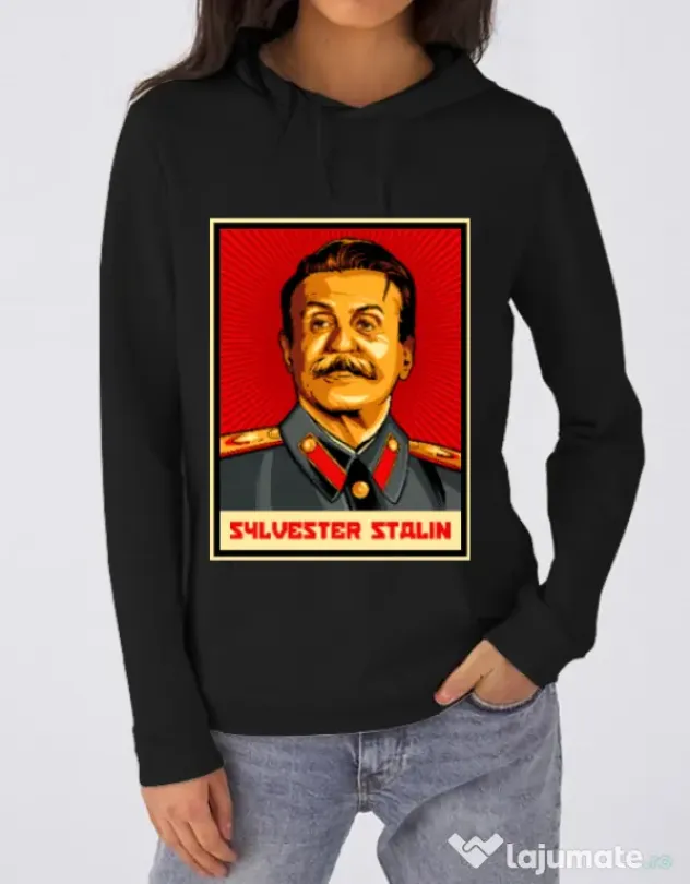 Hoodie dama cu gluga Sylvester Stalin Negru