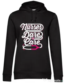 Hoodie dama cu gluga Dare to care Negru
