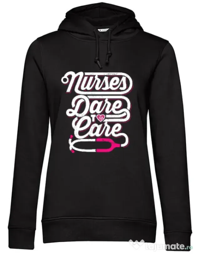 Hoodie dama cu gluga Dare to care Negru