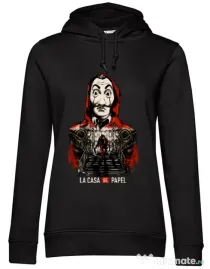 Hoodie dama cu gluga La casa de papel Negru
