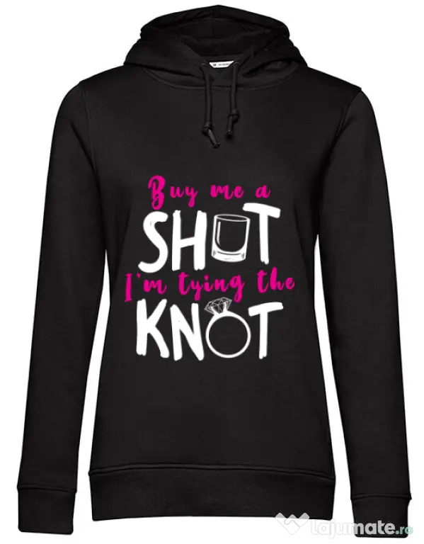 Hoodie Petrecerea burlacitelor B&C Buy me a shot Negru