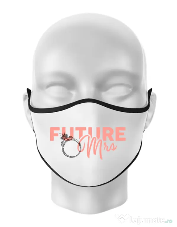 Masca personalizata reutilizabila Future Mrs Alb