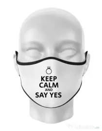 Masca personalizata reutilizabila Say yes Alb