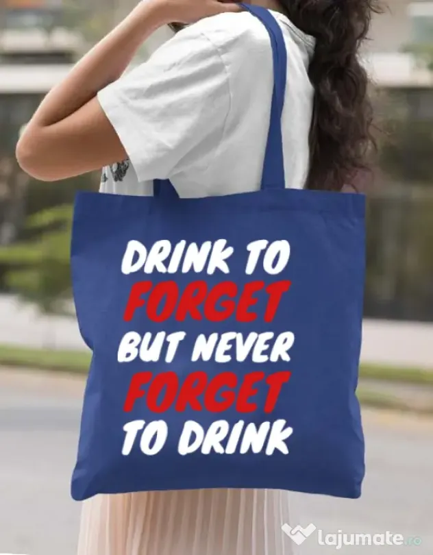 Sacosa personalizata Burlacite Drink to forget Albastru regal