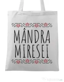Sacosa personalizata Burlacite Mandra miresei Alb
