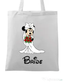 Sacosa personalizata Mireasa Bride Minnie Alb