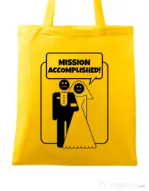 Sacosa personalizata Mireasa Mission Accomplished Galben