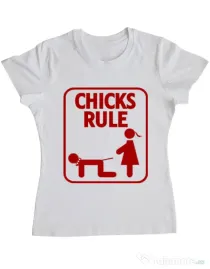 Tricou Burlacite ADLER Chicks Rule Alb