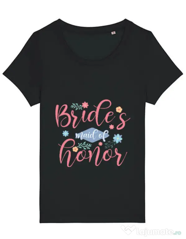 Tricou Petrecerea burlacitelor STANLEY STELLA Brides maid of honor Negru