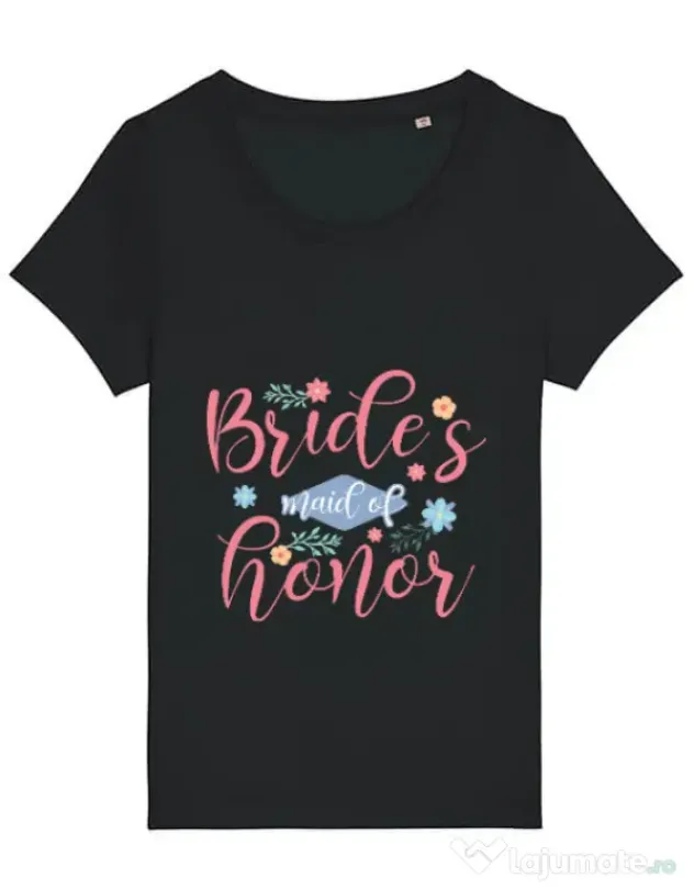 Tricou Petrecerea burlacitelor STANLEY STELLA Brides maid of honor Negru