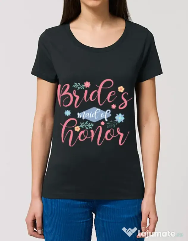 Tricou Petrecerea burlacitelor STANLEY STELLA Brides maid of honor Negru