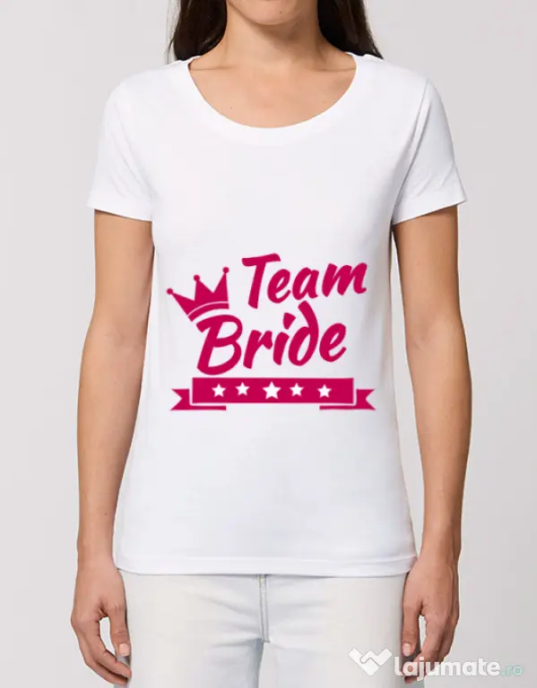 Tricou Petrecerea burlacitelor STANLEY STELLA Team Bride Alb