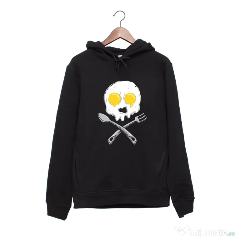 Hanorac personalizat negru unisex Egg skull