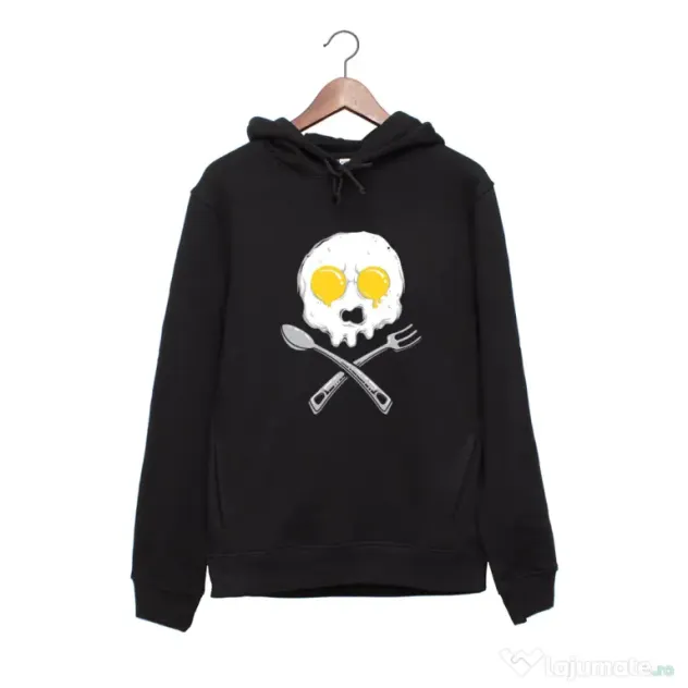 Hanorac personalizat negru unisex Egg skull