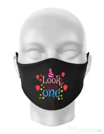 Masca personalizata reutilizabila Baby birthday Negru