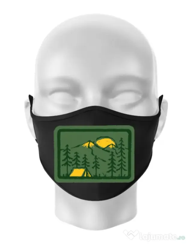 Masca personalizata reutilizabila Camping 2 Negru