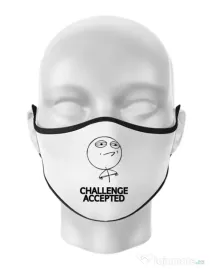 Masca personalizata reutilizabila Challenge Accepted Alb